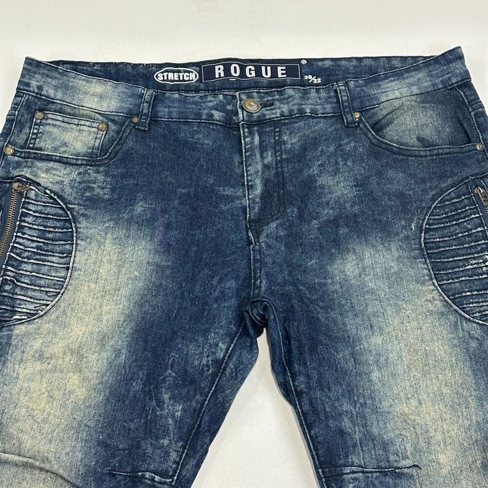 Rogue‎ Stretch Mens Distressed Light Wash Skinny Hip Hop Jeans 38/32